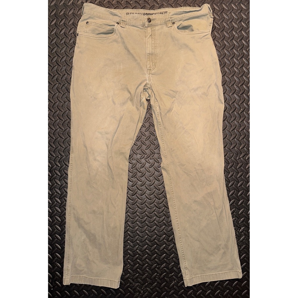 Duluth Trading Co Flex Ballroom Khakis Relaxed Fit Olive Green Mens 38x32
